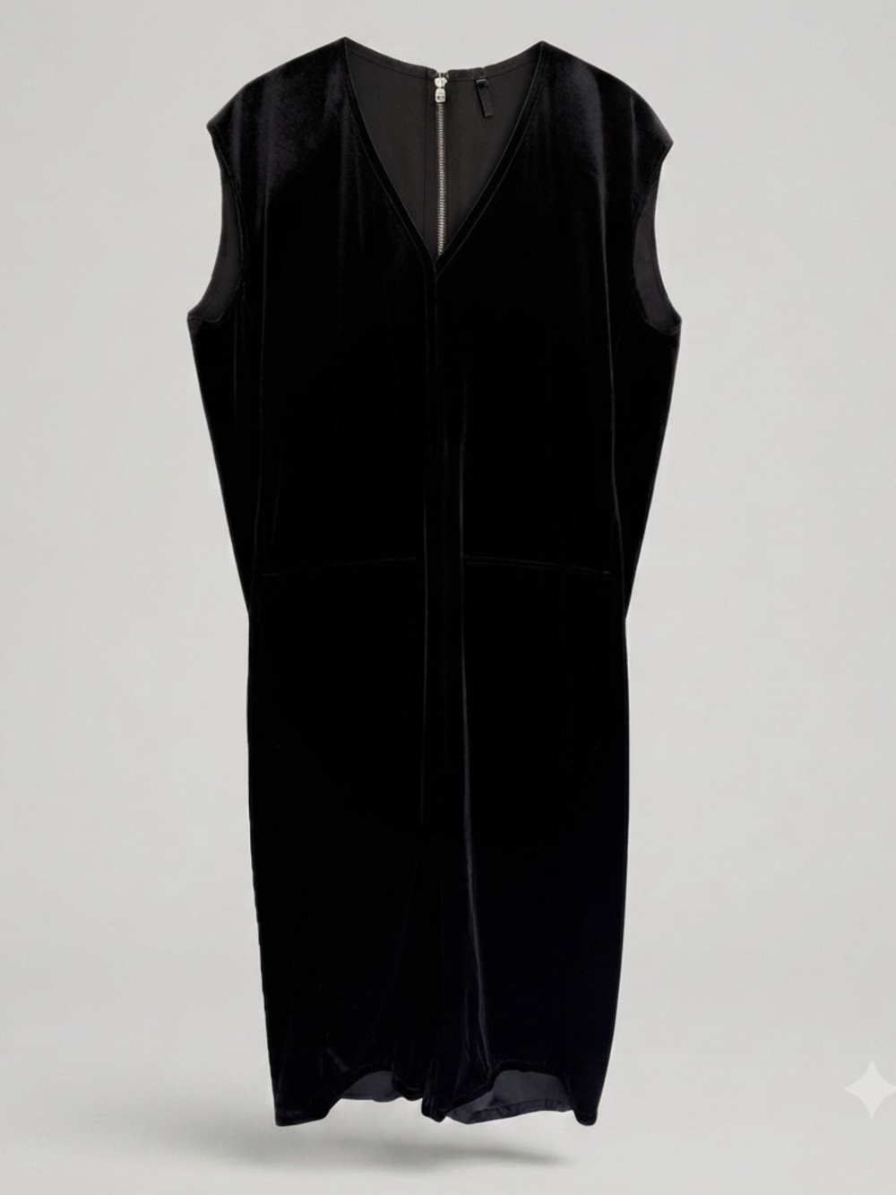 MADEINAM Black Velvet V-Neck Sleeveless Relaxed Fit Cropped Jumpsuit Romper S